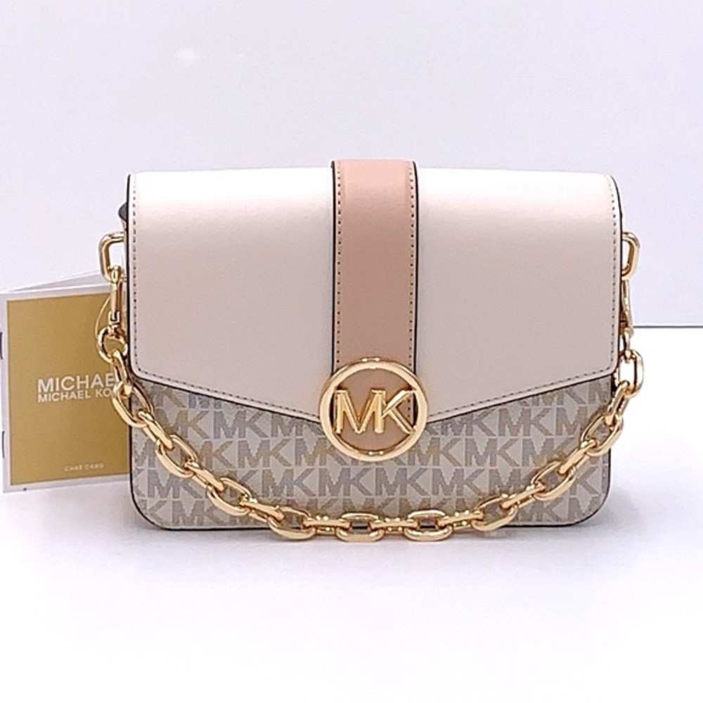 MICHAEL KORS CARMEN SMALL FLAP CROSSBODY BUFF MULTI - Picture 2 of 16